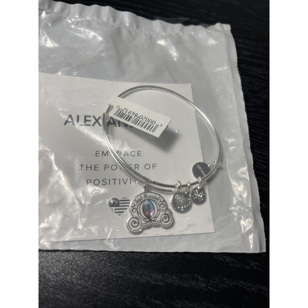 COPY - Disney Parks Alex and Ani Just Married Cinderella Carriage Silver Bangle…